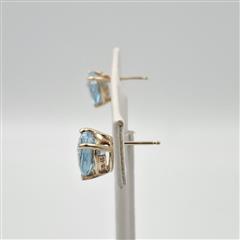 Clyde Duneier 14K Yellow Cabochon Heart Cut Blue Topaz & Diamond Stud Earrings